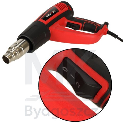 KAFUWELL Opalarka elektryczna z regulacja tempratury 0-600 st. C przepływ powietrza 300-500 l/min + 4 wymienne końcówki 1850W KAFUWELL Opalarka elektryczna z regulacja tempratury 0-600 st. C przepływ powietrza 300-500 l/min + 4 wymienne końcówki 1850W