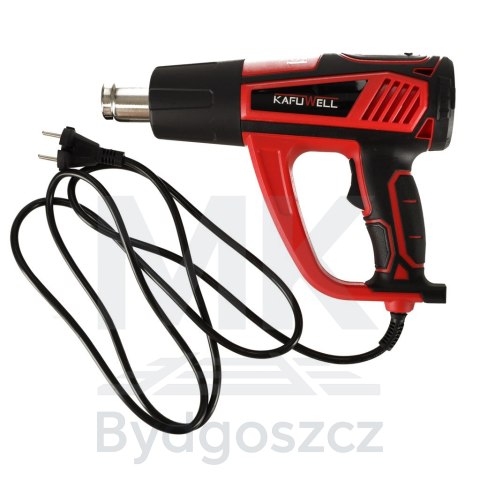 KAFUWELL Opalarka elektryczna z regulacja tempratury 0-600 st. C przepływ powietrza 300-500 l/min + 4 wymienne końcówki 1850W KAFUWELL Opalarka elektryczna z regulacja tempratury 0-600 st. C przepływ powietrza 300-500 l/min + 4 wymienne końcówki 1850W