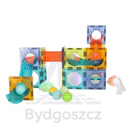 Klocki magnetyczne konstrukcyjne marble tor kulkowy świecący 49 elementów