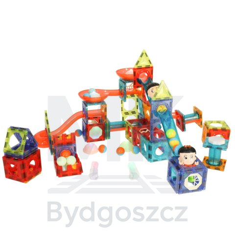 Klocki magnetyczne marble tor kulkowy świecący 202 elementy Klocki magnetyczne marble tor kulkowy świecący 202 elementy