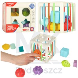 Kostka sensoryczna elastyczna układanka sorter kształtów zabawka wtykana 11 el.