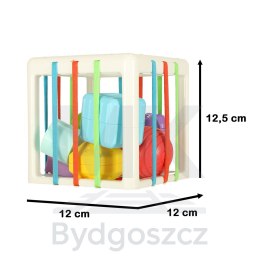 Kostka sensoryczna elastyczna układanka sorter kształtów zabawka wtykana 11 el.