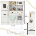 Kuchnia dla dzieci drewniana z lodówką listą zakupów światło LED + akcesoria garnki sztućce duża 80cm