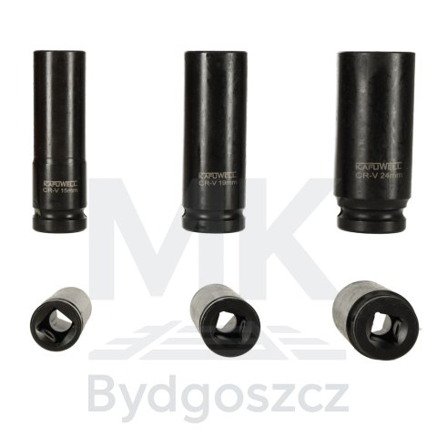 Nasadki udarowe 1/2'' 10-24 mm zestaw 10el. KAFUWELL Nasadki udarowe 1/2'' 10-24 mm zestaw 10el. KAFUWELL