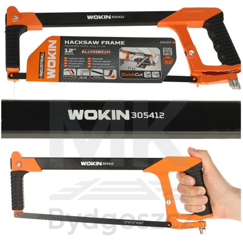 Piła ręczna brzeszczot do metalu kabłąkowa aluminiowy uchwyt regulacja ostrza 300 mm WOKIN