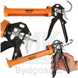 Pistolet wyciskacz do silikonu akrylu kleju kartuszy mas obrotowy korpus 360 255mm WOKIN