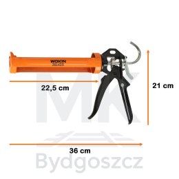 Pistolet wyciskacz do silikonu akrylu kleju kartuszy mas obrotowy korpus 360 255mm WOKIN