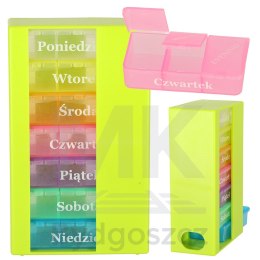 Pudełko organizer na leki na tabletki kasetka 7 dni 3 pory dnia 4 języki