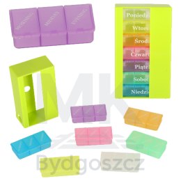 Pudełko organizer na leki na tabletki kasetka 7 dni 3 pory dnia 4 języki