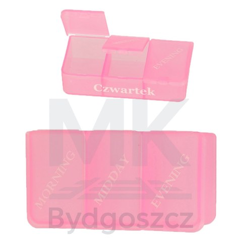 Pudełko organizer na leki na tabletki kasetka 7 dni 3 pory dnia 4 języki Pudełko organizer na leki na tabletki kasetka 7 dni 3 pory dnia 4 języki