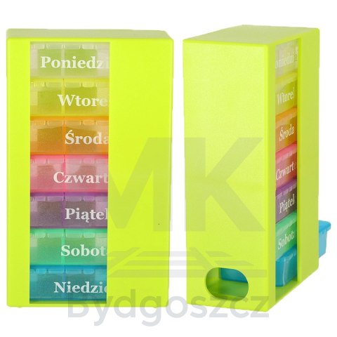 Pudełko organizer na leki na tabletki kasetka 7 dni 3 pory dnia 4 języki Pudełko organizer na leki na tabletki kasetka 7 dni 3 pory dnia 4 języki