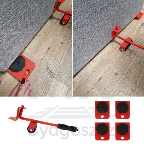 Rolki do transportu zestaw do przesuwania mebli 150kg 5w1 Rolki do transportu zestaw do przesuwania mebli 150kg 5w1