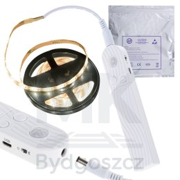 Taśma LED na baterie USB czujnik ruchu 2M ciepły biały