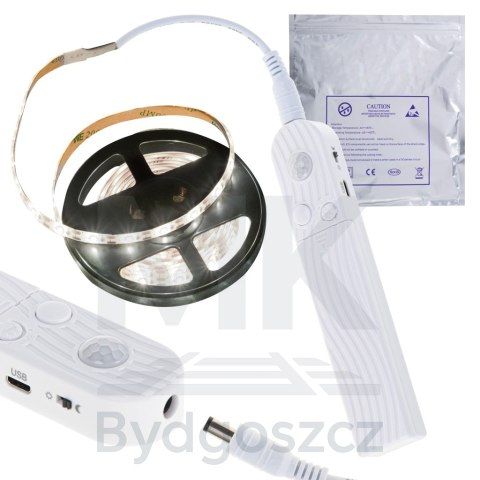 Taśma LED na baterie USB czujnik ruchu 2M zimny biały Taśma LED na baterie USB czujnik ruchu 2M zimny biały