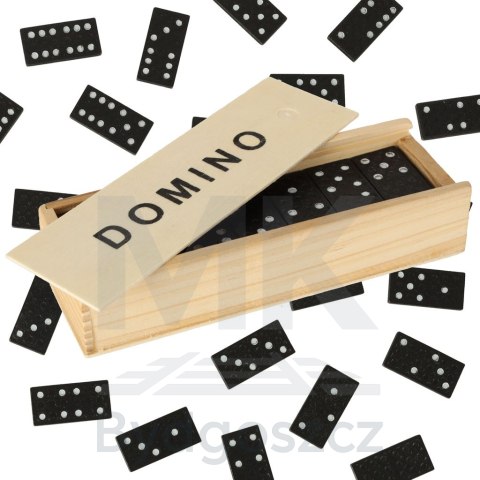 Domino drewniane gra rodzinna edukacyjna z etui klocki z drewna do gry
