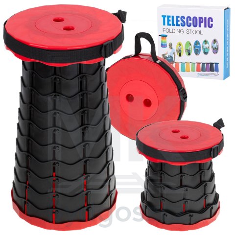 Krzesło składane taboret teleskopowy turystyczny przenośny czerwony 200kg