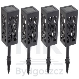 Lampa solarna ogrodowa ażurowa latarenka lamion LED czujnik zmierzchu wbijana 4szt.