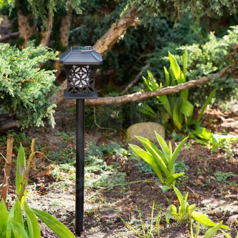 Lampa solarna ogrodowa ażurowa latarenka wisząca wbijana lampion 12 LED Lampa solarna ogrodowa ażurowa latarenka wisząca wbijana lampion 12 LED