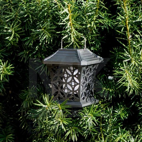 Lampa solarna ogrodowa ażurowa latarenka wisząca wbijana lampion 12 LED Lampa solarna ogrodowa ażurowa latarenka wisząca wbijana lampion 12 LED
