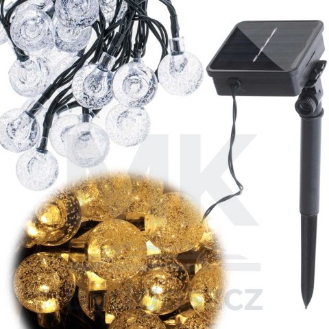 Lampki ogrodowe solarne kulki 7m 50LED ciepły biały Lampki ogrodowe solarne kulki 7m 50LED ciepły biały