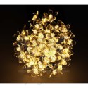 Lampki ogrodowe solarne kwiatki 7m 50LED ciepły biały