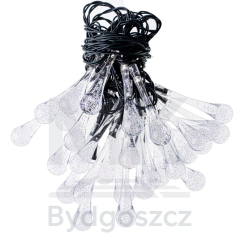 Lampki solarne ogrodowe łezki 6,5m 30LED zimny biały Lampki solarne ogrodowe łezki 6,5m 30LED zimny biały