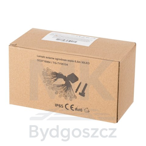 Lampki solarne ogrodowe łezki 6,5m 30LED zimny biały Lampki solarne ogrodowe łezki 6,5m 30LED zimny biały