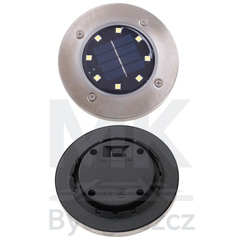 Lampy ogrodowe solarne najazdowe gruntowe czujnik zmierzchu wbijane świecący dysk 8LED 4szt. ciepły biały Lampy ogrodowe solarne najazdowe gruntowe czujnik zmierzchu wbijane świecący dysk 8LED 4szt. ciepły biały