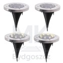 Lampy ogrodowe solarne najazdowe gruntowe czujnik zmierzchu wbijane świecący dysk 8LED 4szt. zimny biały
