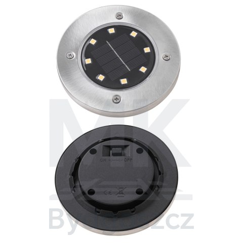 Lampy ogrodowe solarne najazdowe gruntowe czujnik zmierzchu wbijane świecący dysk 8LED 4szt. zimny biały Lampy ogrodowe solarne najazdowe gruntowe czujnik zmierzchu wbijane świecący dysk 8LED 4szt. zimny biały