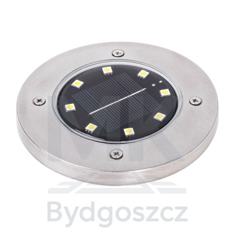 Lampy ogrodowe solarne najazdowe gruntowe czujnik zmierzchu wbijane świecący dysk 8LED 4szt. zimny biały Lampy ogrodowe solarne najazdowe gruntowe czujnik zmierzchu wbijane świecący dysk 8LED 4szt. zimny biały