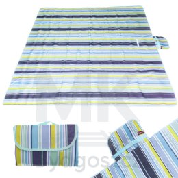 Mata plażowa wodoodporna koc piknikowy plażowy składany torba XXL 200x200cm niebieska