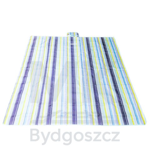 Mata plażowa wodoodporna koc piknikowy plażowy składany torba XXL 200x200cm niebieska Mata plażowa wodoodporna koc piknikowy plażowy składany torba XXL 200x200cm niebieska