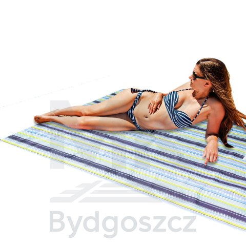 Mata plażowa wodoodporna koc piknikowy plażowy składany torba XXL 200x200cm niebieska Mata plażowa wodoodporna koc piknikowy plażowy składany torba XXL 200x200cm niebieska