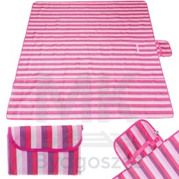 Mata plażowa wodoodporna koc piknikowy plażowy składany torba XXL 200x200cm różowa