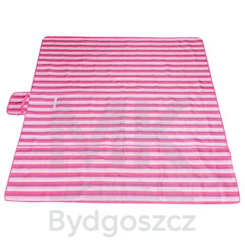 Mata plażowa wodoodporna koc piknikowy plażowy składany torba XXL 200x200cm różowa Mata plażowa wodoodporna koc piknikowy plażowy składany torba XXL 200x200cm różowa