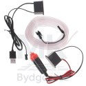 Oświetlenie ambientowe LED do samochodu / auta USB / 12V taśma 5m biała