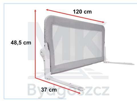 Barierka osłona ochronna do łóżka otwierana 120cm szara Barierka osłona ochronna do łóżka otwierana 120cm szara