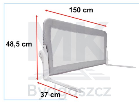 Barierka osłona ochronna do łóżka otwierana 150cm szara Barierka osłona ochronna do łóżka otwierana 150cm szara