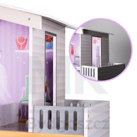 Domek dla lalek drewniany mebelki pastelowy 117cm Domek dla lalek drewniany mebelki pastelowy 117cm
