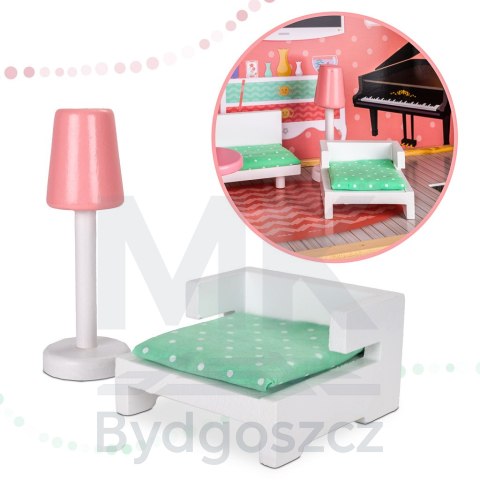 Domek dla lalek drewniany mebelki pastelowy 117cm Domek dla lalek drewniany mebelki pastelowy 117cm