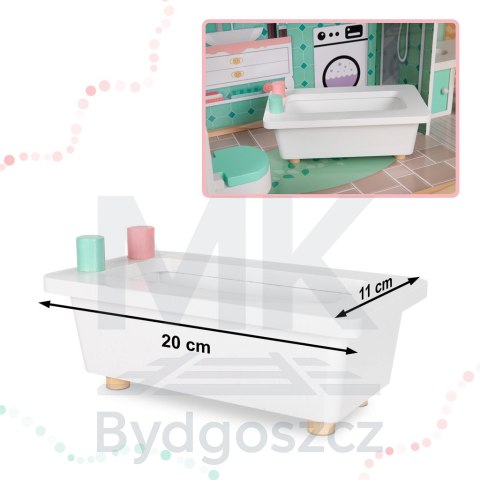 Domek dla lalek drewniany mebelki pastelowy 117cm Domek dla lalek drewniany mebelki pastelowy 117cm