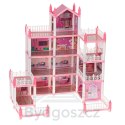 Domek dla lalek willa różowa DIY 4 poziomy mebelki 61cm