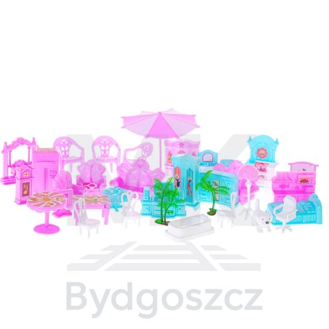 Domek dla lalek willa różowa DIY 4 poziomy mebelki 61cm Domek dla lalek willa różowa DIY 4 poziomy mebelki 61cm