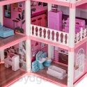 Domek dla lalek willa różowa DIY 4 poziomy mebelki 61cm