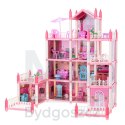 Domek dla lalek willa różowa DIY 4 poziomy mebelki 61cm