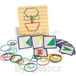 Geoboard geoplan drewniana układanka tworzenie kształtów z gumek