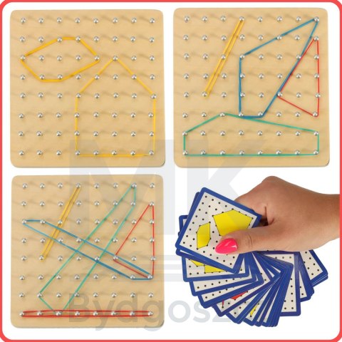 Geoboard geoplan drewniana układanka tworzenie kształtów z gumek Geoboard geoplan drewniana układanka tworzenie kształtów z gumek
