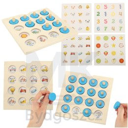 Gra planszowa memory montessori zestaw puzzle drewniane 4 karty