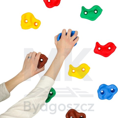 Kamienie wspinaczkowe uchwyty do wspinaczki dla dzieci kolorowe 10 szt + śruby Kamienie wspinaczkowe uchwyty do wspinaczki dla dzieci kolorowe 10 szt + śruby
